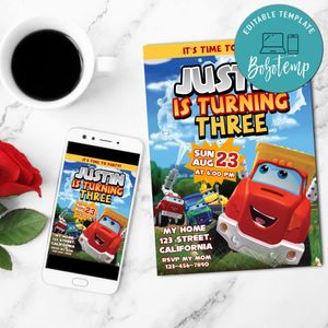 The Adventures Of Chuck And Friends Mobile Invite Customizable Template Instant Download