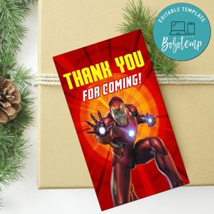 Iron Man Thank You Tag Customizable Template To Print At Home Instant Download