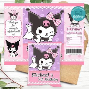 Kuromi Birthday Chip Bag Digital File Printable Instant Download