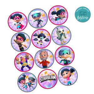 Starbeam Cupcake Toppers Template Printable Instant Download