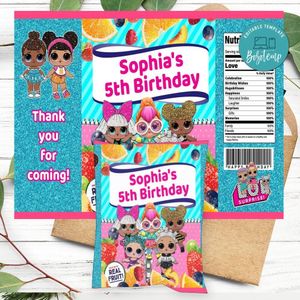 Lol Birthday Party Fruit Snack Bag Digital File Printable Instant Download