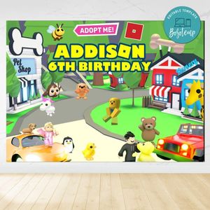Adopt Me Birthday Backdrop Digital File Template Instant Download