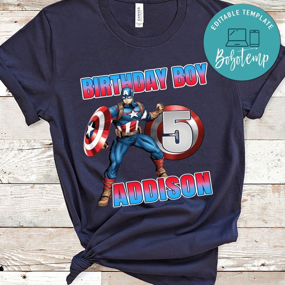 Captain America Birthday Boy PNG file template