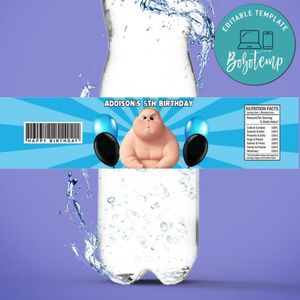 Jimbo boss baby Birthday Water Bottle Label Template to Print at Home Instant Download