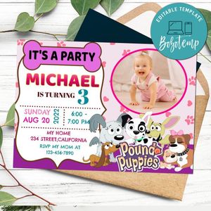 Pound Puppies Invitation Customizable Template to Print at Home Instant Download
