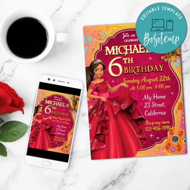 Elena of Avalor Invitation Customizable Template DIY | Bobotemp Shop