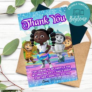 Dee And Friends Thank You Card Customizable Template To Print At Home Instant Download
