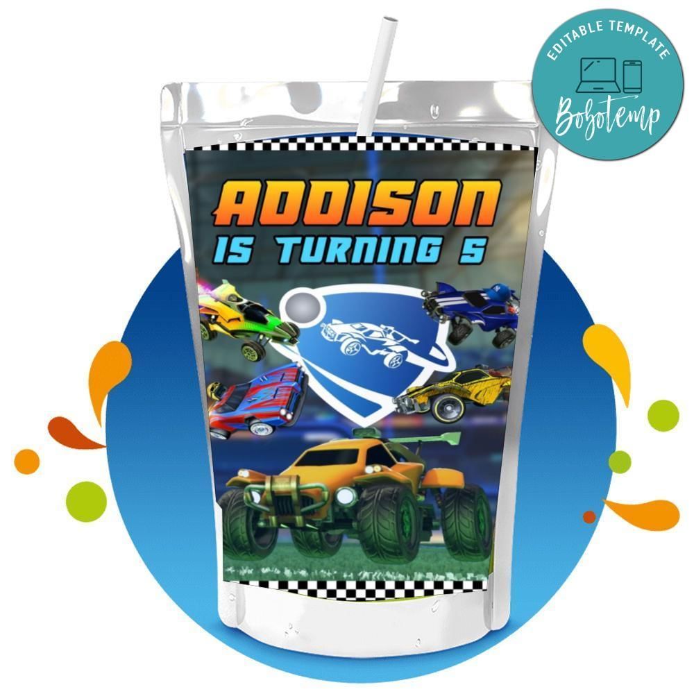 Rocket League Capri Sun Birthday Labels Digital File Printable Instant Download