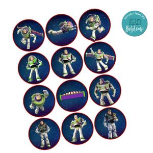 Toy Story Buzz Lightyear Cupcake Toppers Template Printable Instant Download