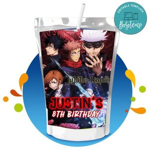 Jujutsu Kaisen Capri Sun Birthday Labels Digital File Printable Instant Download