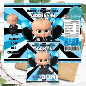 Boss Baby Birthday Honey Buns Snack Bag Label Customizable Instant Download