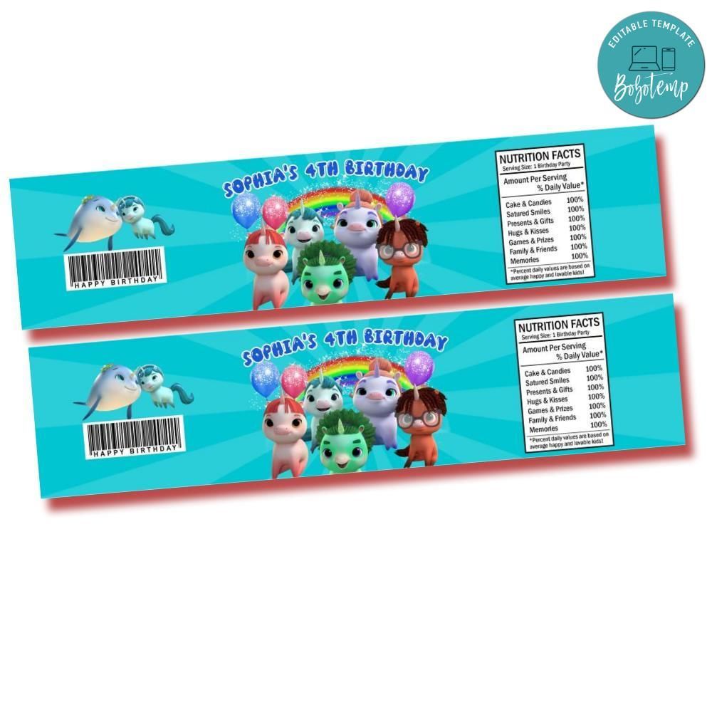 Not Quite Narwhal Birthday Water Bottle Label Template to Print at Home Instant Download