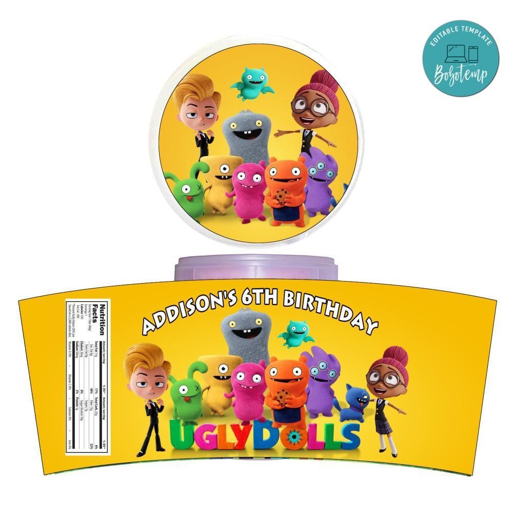 Ugly Dolls, Cotton Candy Label Template To Print At Home Instant Download