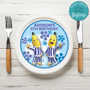 Bananas In Pyjamas Birthday Plate Template Customizable To Print At Home Instant Download