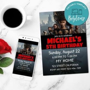 Wakanda Forever Birthday Invitation Customizable Template to Print at Home Instant Download