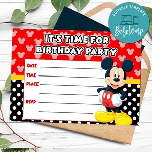 Mickey mouse fill in blank Invitation Customizable Template to Print at Home Instant Download