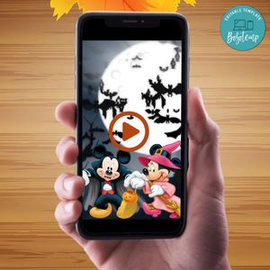 Mickey Mouse Halloween Video Invitation Digital Template Customizable Instant Download