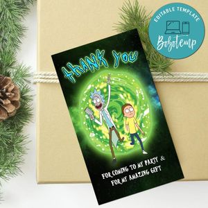 Rick And Morty Thank You Tag Customizable Template To Print At Home Instant Download