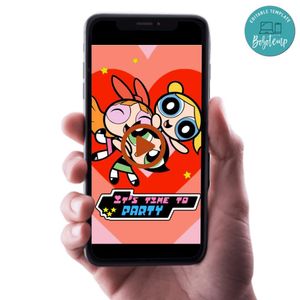 Powerpuff Birthday Video Invitation Digital Template Customizable Instant Download