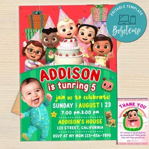 Cocomelon Invitation Template Free Thank You Card Printable