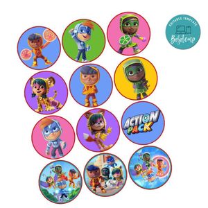 Action Pack Cupcake Toppers Template Printable Instant Download