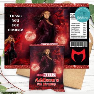 Wanda Maximoff Birthday Honey Buns Snack Bag Label Customizable Instant Download