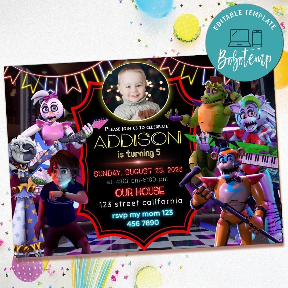 Security Breach Birthday Invitation with Photo Customizable Template to Print at Home Instant Download