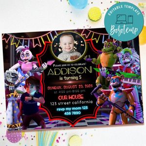 Security Breach Birthday Invitation with Photo Customizable Template to Print at Home Instant Download