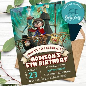 Dalia and the Red Book Invitation Customizable Template to Print at Home Instant Download