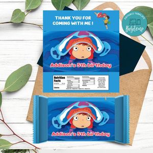 Ponyo Candy Bar Label Customizable Template Instant Download