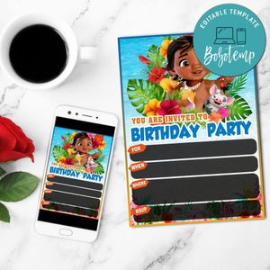 Baby Moana Fill In Blank Mobile Invite Customizable Template Instant Download
