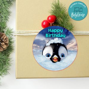 Happy Feet Circle Sticker Template Customizable to Print at Home Instant Download