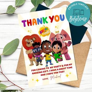 Kunda And Friends Thank You Card Customizable Template To Print At Home Instant Download