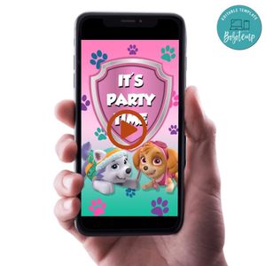 Skye and Everest Birthday Video Invitation Digital Template Customizable Instant Download