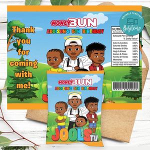 Jools Tv Birthday Honey Buns Snack Bag Label Customizable Instant Download