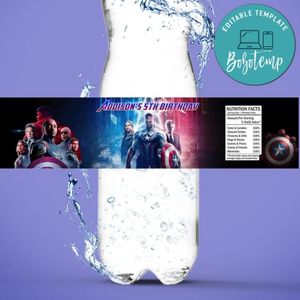 Captain America Brave New World Bottle Label Birthday Water Bottle Label Template to Print at Home Instant Download