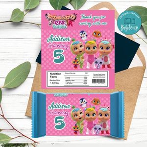 Cry Babies Candy bar Label Customizable Template Instant Download