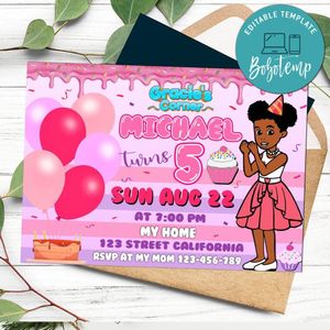 Gracie's Corner Party Invitation Customizable Template to Print at Home Instant Download
