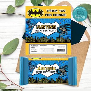 Batman Label Candy Bar Label Customizable Template Instant Download