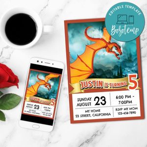 Wings of Fire Peril Invitation Customizable Template to Print at Home Instant Download