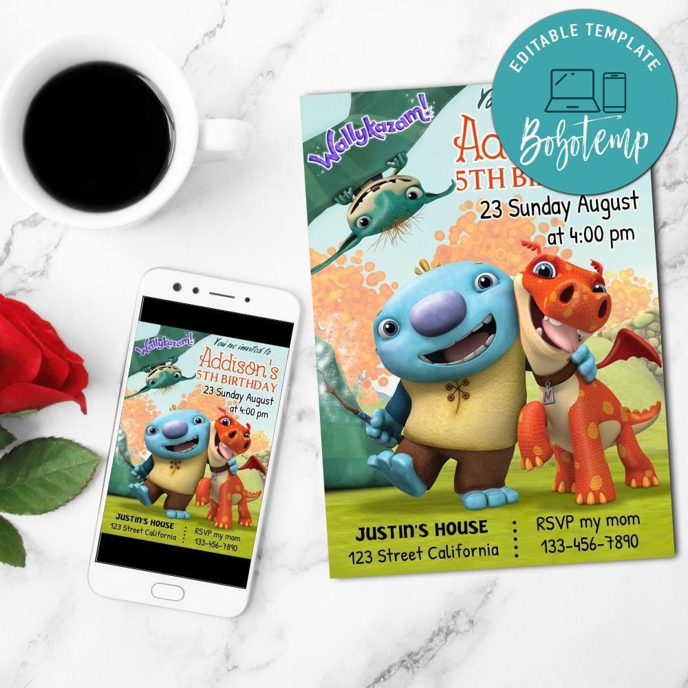 Wallykazam Mobile Invite Customizable Template Instant Download