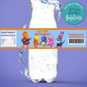 Backyardigans Birthday Water Bottle Label Template to Print at Home Instant Download