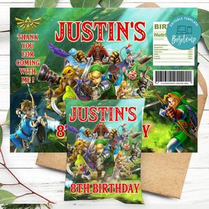 Legend of Zelda Birthday Chip Bag Digital File Printable Instant Download