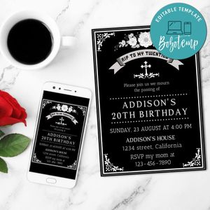 Rest in peace Invitation Customizable Template to Print at Home Instant Download