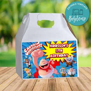 Captain Underpants Gable Box Digital File Printable Instant Download