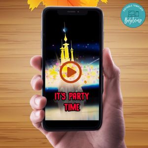 Over the moon Birthday Video Invitation Digital Template Customizable Instant Download