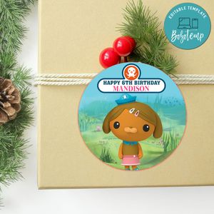 Dashi Dog Octonauts Circle Sticker Template Customizable to Print at Home Instant Download