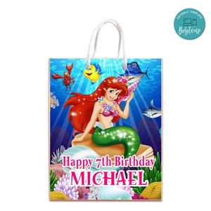 Little Mermaid Gift Bag Label Template Printable Instant Download
