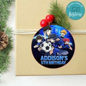 Blue Lock Circle Sticker Template Customizable to Print at Home Instant Download