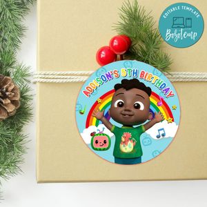 Cocomelon Cody Circle Sticker Template Customizable to Print at Home Instant Download
